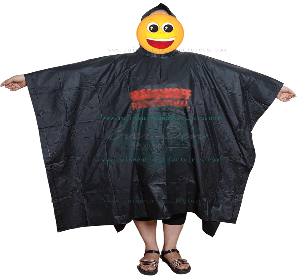 Black Promotional rainproof poncho manufacturer.jpg